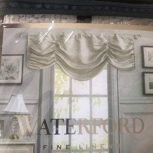 Waterford Aria Rod Pocket PAIR of Lined Valances -Natural NEW without Packaging